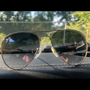 Ray Ban Aviators- gold frames  blue/grey lenses